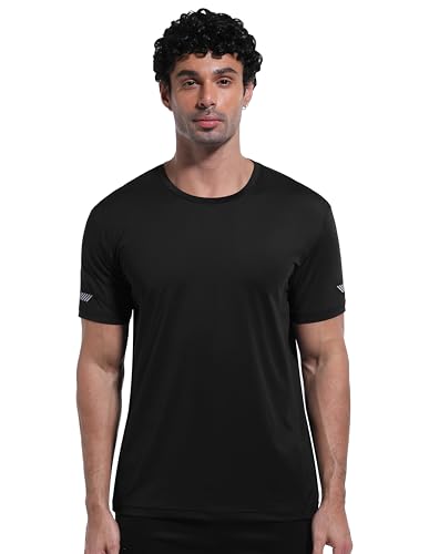 Mens Training Fitness Mesh T-shirt Running Short Sleeved T-shirt Moisture Absorbing Quick Dry T-shirt Black 2XL