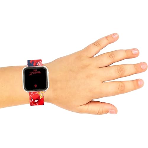 Reloj digital infantil de Spiderman Marvel con correas ajustables y pegatinas de superhéroe 4
