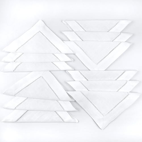 Servilletas De Cocktail De Lino Blanco 6x6 Pulgadas Pack 12 miniatura 7