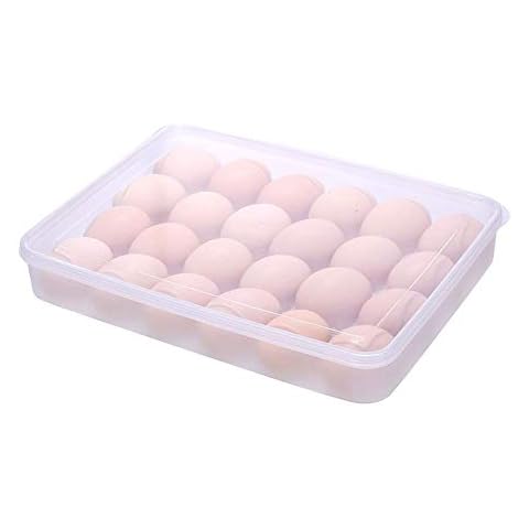Peakpet Stackable Egg Box Fridge Egg Container with Lid Plastic Multifunctional Egg Container Storage Box for 24 Eggs Trasparent Cover