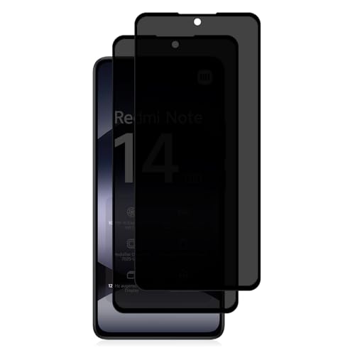 AiMok Privacy Pellicola Protettiva Compatibile con Xiaomi Redmi Note 14, [2 Pezzi] Pellicola Fotocamera [9H Durezza] [Anti-Spia] Privacy Protezione Schermo per Xiaomi Redmi Note 14