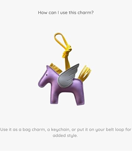 Image of NHCDFA 2PCS Bag Charms for Women, Leather Keychain Set with Angel Pegasus Design, Brown and Purple Color Combination for Handbags and Accessories, Two Pieces Included for Stylish Daily Use