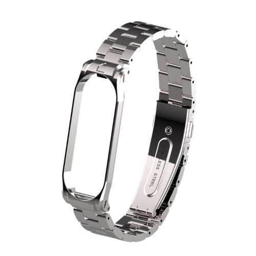 Pulseira em aço inox compatível com MI Band 4 - New version (Prata 3 Elos)