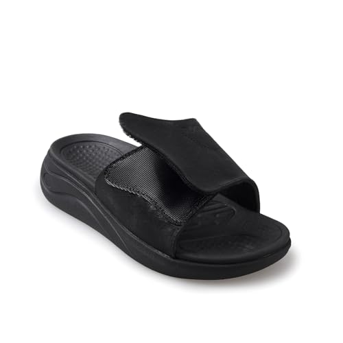 Image of Vogana Sandals for Men Adjustable Width Slides Arch Support Orthopedic for Diabetic Plantar Fasciitis Swollen Feet Pain Relief Neuropathy