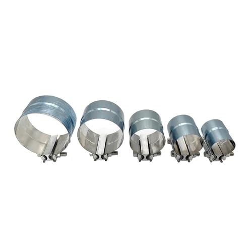GOINTDJD - Uspuff Endrohr Edelstahl 2 Stück 2",5", 3", 4", Überlappungsschelle, Auspuffschellen, Schalldämpfer-Bandkupplung, Edelstahlrohr(2.5inch)