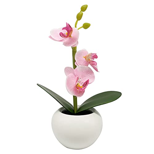 Emingsky Orchid Simulation Flowers Table Lamp Led Night Lights For Bedroom Sleeping Nightstand Living Room Decor Gifts For Girls - Ceramic Pot - Battery Operated (Pink Orchid) #TOP1