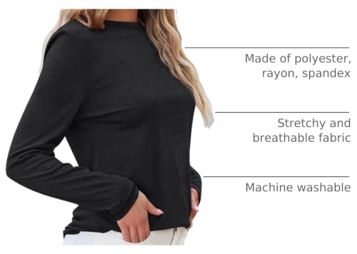 Image of AUTOMET Women's Long Sleeve Crewneck Shirts Casual Basic Tops