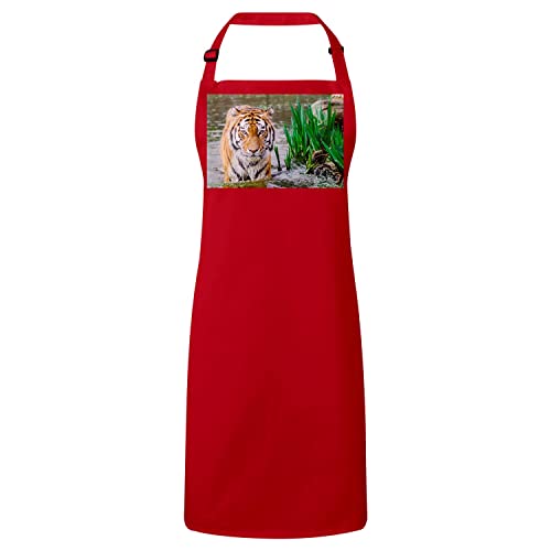 Tablier cuisine premium tigre fauve rouge élégant et résistant