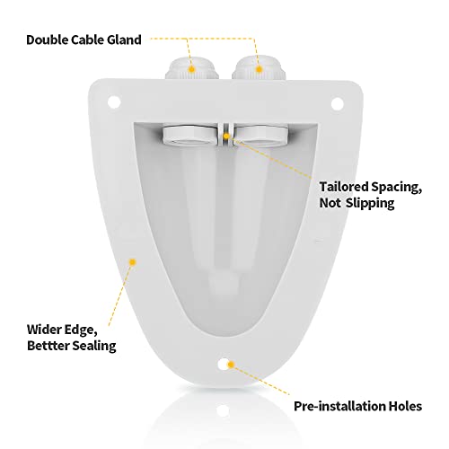 Image of BougeRV Solar Weatherproof Double Cable Entry Gland, Cable Through RV roof Solar Junction Box abs Entry housing for 14AWG to 10AWG Solar Cables for Solar Project on RV, Campervan, Boat, Van(Gray)