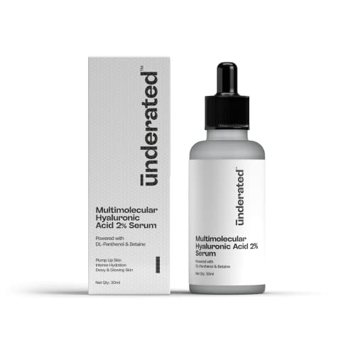 Underated 2% Hyaluronic Acid Serum for Intense Hydration | Multimolecular hyaluronic acid Face Serum for Plump, Glowing Skin | Daily Hydrating Serum f
