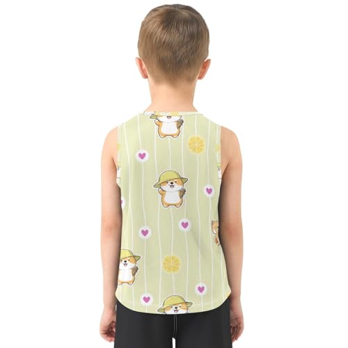 Bolaz Boys Athletic Quick Dry Tank Top Sleeveless Workout T Shirts Age 11-15,Dogs and Heart3