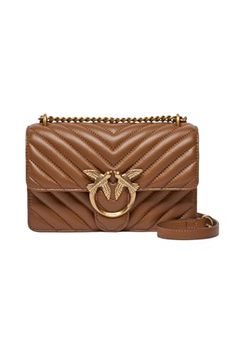 Sac Rose Pinko Love One Mini DC Chevron Bandoulière Cuir Nappa