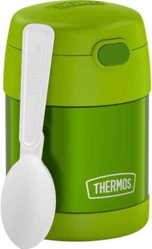 Image of THERMOS FUNTAINER Insulated Food Jar,10 Ounce,Kid Friendly Food Jar with Foldable Spoon,Lime,(Pack of 6)