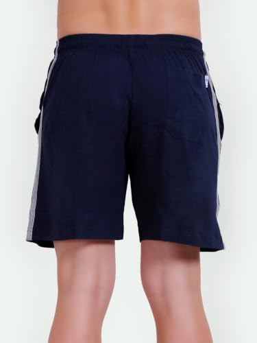Image of T.T. Cotton Blend Shorts for Men | Regular Fit | Elasticated & Zipper | 2 Sided Pockets & 1 Back Pocket | Solid | Above Knee Length Bermuda Short | Ideal for Casual Outings