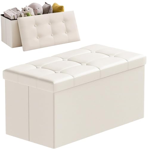 Catálogo para Comprar On-line Baúles los más solicitados. 50 LLXXM Banco Almacenamiento Plegable 110L, Otomana Plegable, Impermeable, Carga de 300 kg, 76 x 38 x 38 cm, Puf Organizador Multifuncional para Sala, Dormitorio o Entrada(Beige)
