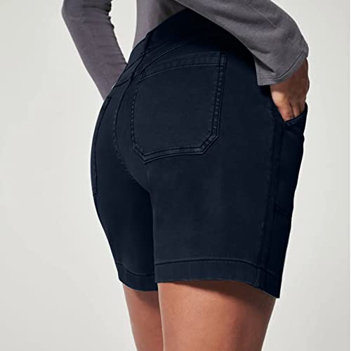 Shorts For Women Stretch Twill Jean Shorts Summer Casual Chino Bermuda Short Athletic Denim Shorts Hiking Shorts With Pockets High Waisted Workout Shorts Plus Size Running Gym Shorts Navy Xxl #TOP3