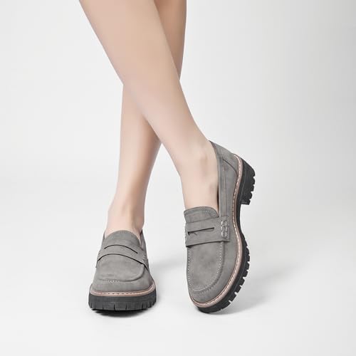 Image of Womens Loafers Shoes Platform Chunky Penny Loafer Lug Sole Comfortable Slip On Work Office Business Casual Dress Shoes, US Size 5-11.5