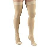 Truform 20-30 mmHg Compression Stockings for Men and Women, Thigh High Length, Dot Top, Closed Toe, Beige, Large