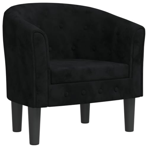 vidaXL Fauteuil Cabriolet, Chaise avec Accoudoirs, Canapé avec Dossier, Siège Rembourré, Meuble de Salon Chambre Bureau, Noir Velours