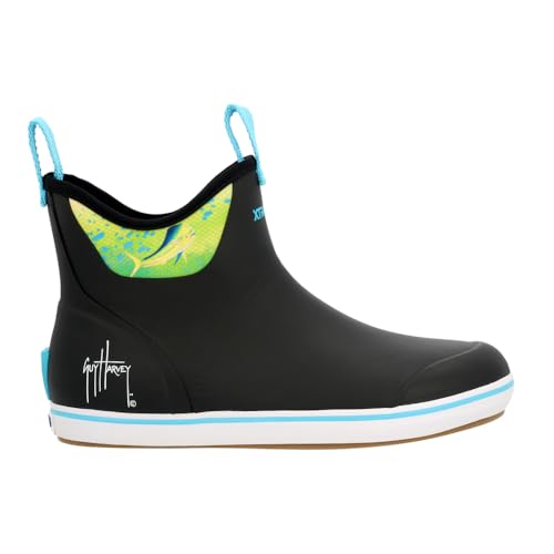 Xtratuf Men's 6 in Ankle Deck Boot Guy Harvey, Black Mahi, Size 11(M)