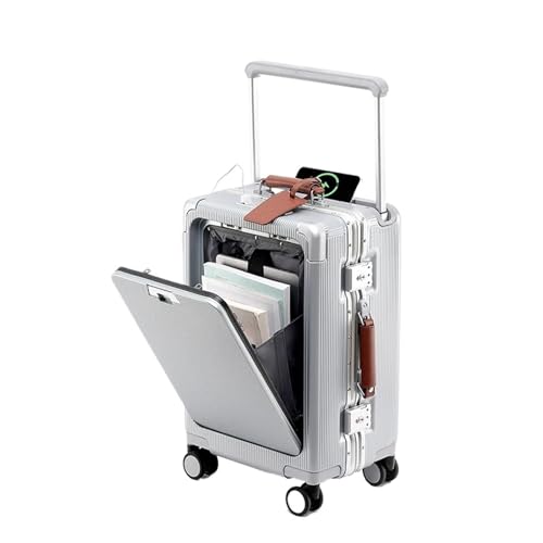 20/24/26Inch Wide Trolley Luggage Front Opening Multi-Functional Small Lightweight Boarding Box Men's Suitcase(Blue,24Inches 600mm)2