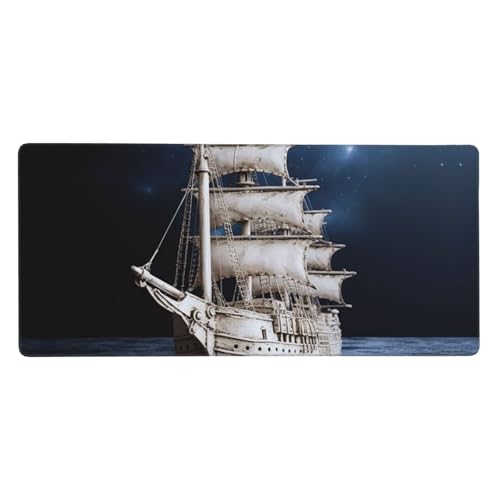 Tapis de souris de jeu xxl 40x90cm sous-main étendu pour bureau avec motif bateau vintage