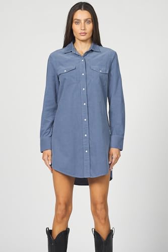 DEAR JOHN Rory Dress Midi Length Relaxed Fit Long Sleeve Button Front Corduroy Collared2