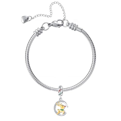 Image of Christmas Holiday Season Charms for Pandora Bracelets New Snowflake Santa Claus Home Moose Gift Tree Candy Cane Snow Globe