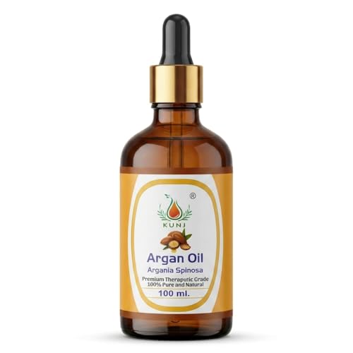 Image of KUNJ Argan Oil 100ml | 100% Pure & Natural Cold Pressed Moroccan Argan Oil | Undiluted Oil for Hair Nourishment, Skin Hydration, Face Care & DIY Beauty Use
