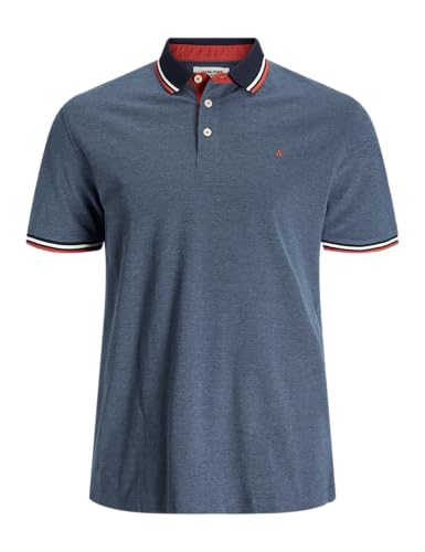 Jack & Jones Jjepaulos Polo Ss Noos Pls Camiseta, Hombre, Azul, Rojo Y Blanco, 6XL Grande