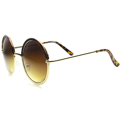 zeroUV Oversize Two-Toned Frame Slim Metal Temple Gradient Lens Round Sunglasses 54mm3