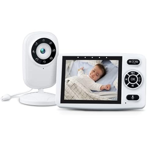 EYETOO Baby Monitor Camera and Night Vision, 15 Hours Extra Long Battery Life, 2 Way Talk, 3.5 inch HD Screen, Baby Monitor Screen and Room Temperature Display, VOX Mode, Gentle Lullabies, 2 Pc Set Cover