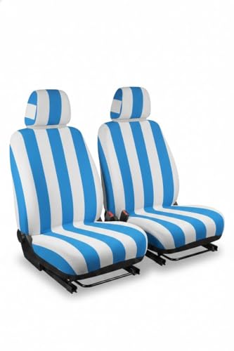 ROMAN HOME 100% Solid Large Luxury car seat Towel with Tie Knot 550 GSM - (Pack of 2,) Original Product AS PER Picture Shown (Blue LINE, Cotton Blend)
