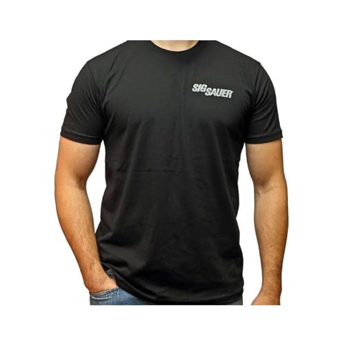 Sig Sauer Men's Crew Neck Short Sleeve Tee - Lightweight Breathable Cotton Casual Everyday Active Shooting Logo T-Shirt