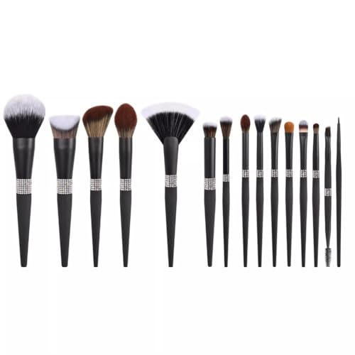 15 pinceaux de maquillage noir mat de la série Bright Queen transfrontalière