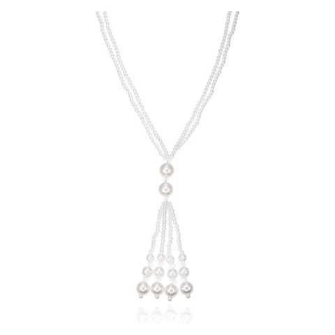 GREICHFAN Long Pearl Necklace for Women Layered Faux Pearls Necklace Beaded Long Pearls Necklace 1920s Gatsby Costume Jewelry Cover