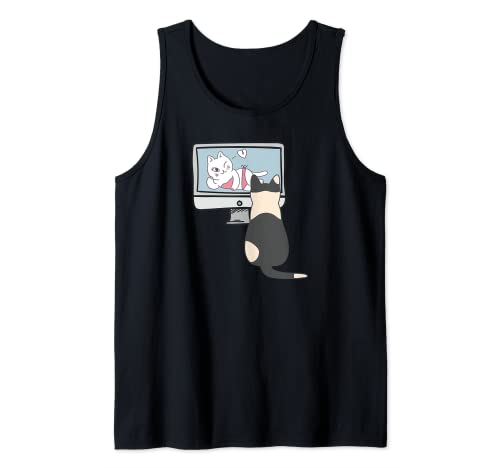 Divertido gato broma, gato navegación web, fresco vintage gato ordenador Camiseta sin Mangas