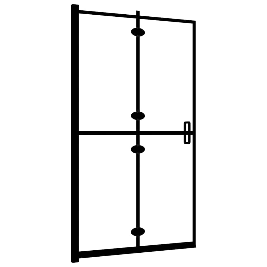 Box doccia pieghevole, nero, 80 x 140 cm, in vetro di sicurezza ESG, per vasca da bagno