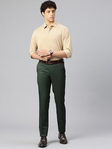 Image of Majestic Man Men's Slim Fit Solid Formal Trousers | Button and Zip | Side, Back Pockets | Italian Design | Office Wear /Executive Wear /Corporate Events /Business Meetings /Suit Pants