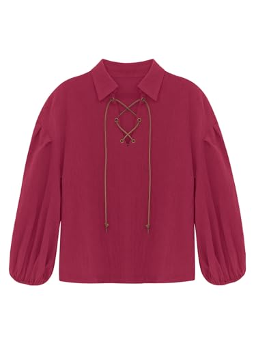 Boys Medieval Pirates Shirts Kids Renaissance Long Sleeve Tops Vikings Knight Warriors Shirts