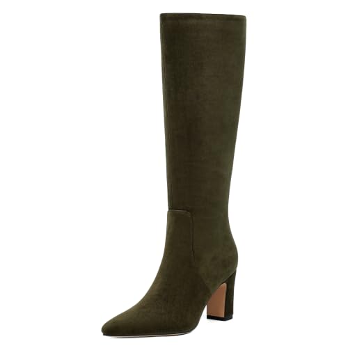 Image of VIUGJNEX Knee High Boots Pointed Toe Chunky Heel Tall Boots for Women | Comfortable 3.15-Inch Block Heel, Dressy Boots for Fall & Winter, Side Zipper for Easy Wear, Versatile Fashion Style