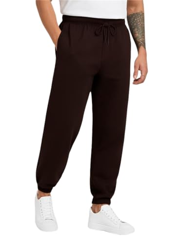Image of Veirdo 100% Pure Cotton Regular Fit Mid Rise 2 Pocket Trackpants for Men (Available in Black, Brown, Navy, Olive, Eiffel Tower Colors)