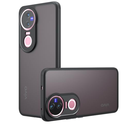 Image of Back Cover Compatible with Vivo V50 5G - Matte Black Rubber Shield Case | Slim Fit Mobile Cover | Anti-Fingerprint Phone Case | Shockproof Back Cover | Soft Touch Mobile Case