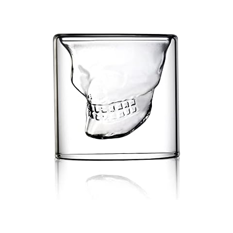 BSPOILED Glass Tumbler Crystal Skull Coffee Double Wall Glass Wine Beer Cup Tea Cup Mug Transparent (250ml) Cover