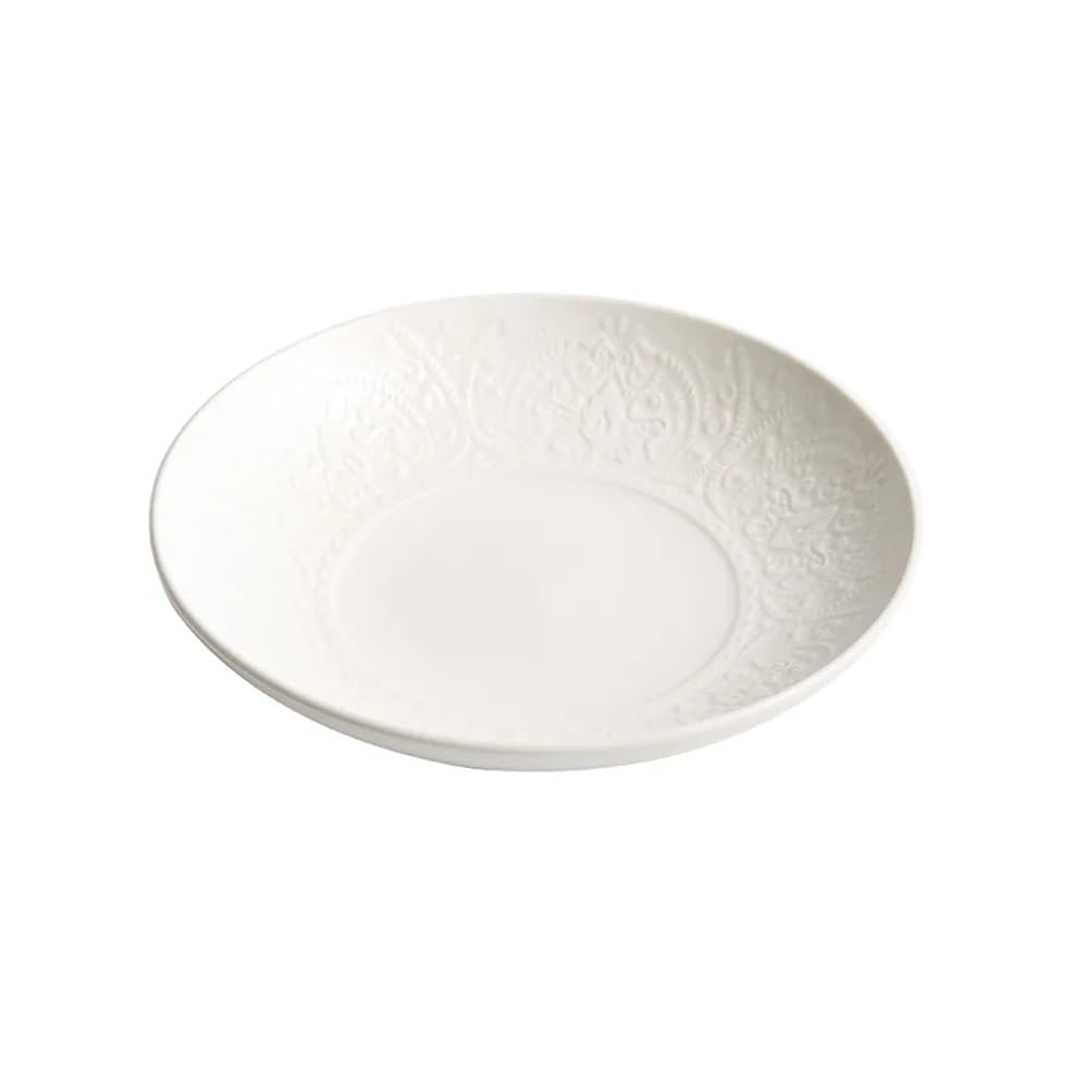 Ceramiczny talerz obiadowy głębokie naczynie domowy talerz na zupę ceramiczny biały zachodni talerz do serwowania, 23 cm jeden rozmiar