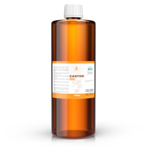 Snadi - Aceite de Ricino BIO Puro | 1 litro | Prensado en Frío | Antioxidante, Antienvejecimiento | Hidratante para Piel Cuerpo y Cabello Secos | Estimula Crecimiento de Pestañas y Barba | Ecológico