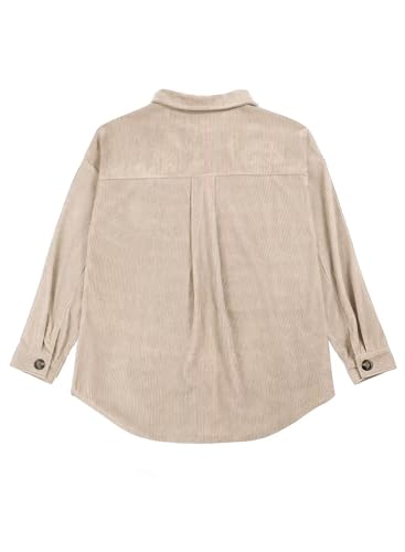 VICHYIE Womens Corduroy Shacket Blouses Button Down Shirts Pocket Long Sleeves Tops Jacket Coats3
