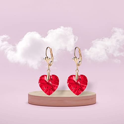 Austrian Crystal Heart Drop Leverback Earrings for Women Fashion Dangle Earring 14K Rose Gold Plated Hypoallergenic Jewelry3