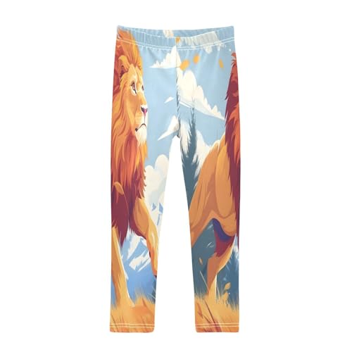 Bolaz Toddler Girls Leggings Printed Yoga Pants Leggings Running Lion Cartoon Style for Kids