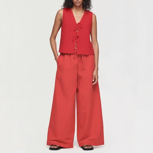 Womens Tie Sweater Vest Trendy V Neck Crochet Sleeveless Cardigan y2k Open Front Knit Tank Tops2